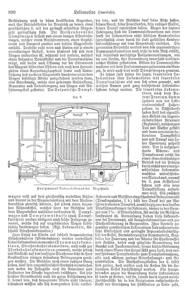 Eine Buchseite mit einer detaillierten Zeichnung eines Automotors mit beschrifteten Komponenten, betitelt "Deutsches Patent 890,000,000 - Schematics of the Engine".
