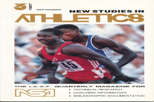 Titelbild eines Buches namens "New Studies in Athletics September 1987" mit zwei Personen auf dem Cover.