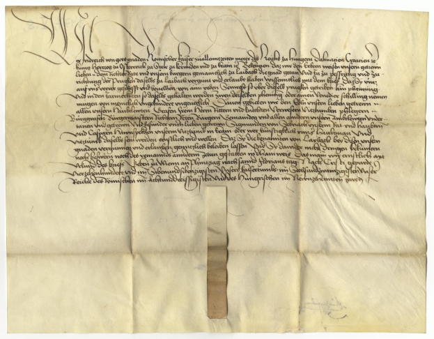 Ein vergilbtes, altes Stück Papier mit schwarzer Handschrift, ein Schreiben der deutschen Regierung, das die Freigabe einer Petition für den Tod eines Mannes anfordert.