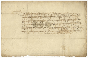 Ein gelbliches, altes Blatt Papier mit sauberer, lesbarer, formaler Schreibschrift, das angeblich ein Brief des deutschen Finanzministers an seine Frau ist.