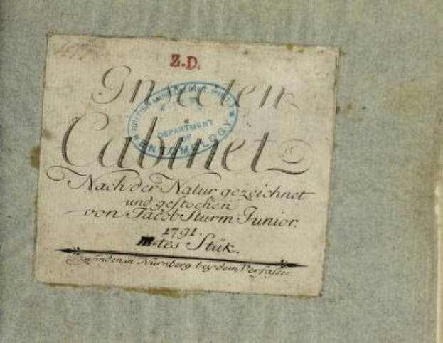 Erste Ausgabe von "Z.D." gedruckt in Nürnberg, Deutschland im Jahr 1791, mit einem Stempel und handgeschriebenem Text auf altem Papier.
