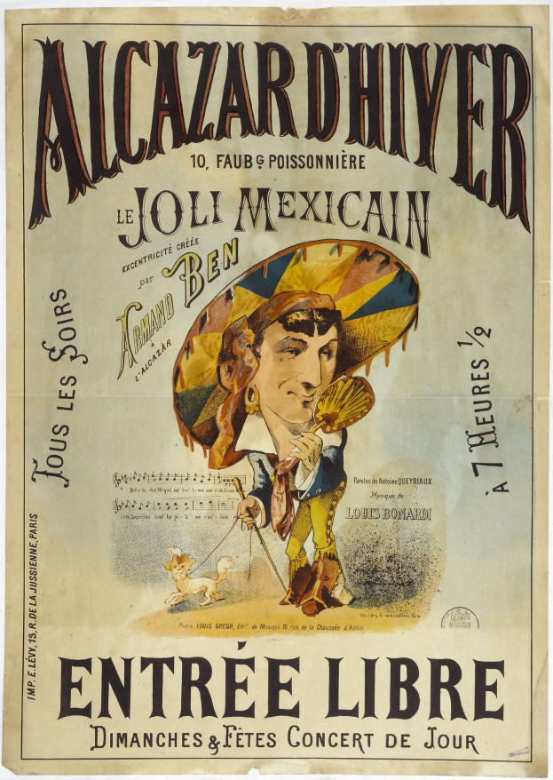 Plakat, das ein mexikanisches Konzert mit einem Mann in Hut ankündigt