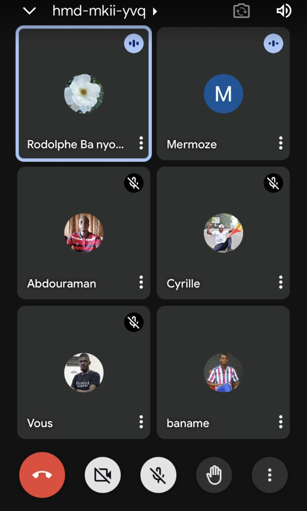 Ein Screenshot eines Smartphones mit einer Google Assistant-Oberfläche, Gruppenvideoanruf, App-Icons und Text.